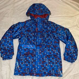 Burton Snowboarding Ski Jacket Youth M (7/8 ) Dryride Red Blue Plaid